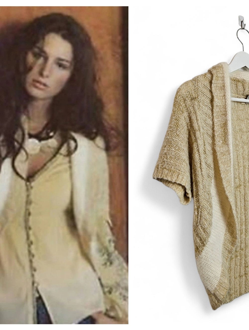 Anthro Sleeping On Snow Utopia Angora Wool Gold Knit Bolero Shrug Boho M